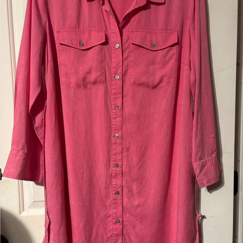 Terra & Sky Vibrant Pink Shirt Dress